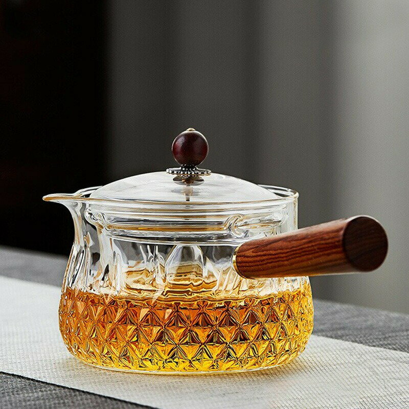 急須 ガラス 耐熱 ティーポット 大きい 800ml 大容量 直火対応 割れにくい シンプル デザイン 茶こし付..