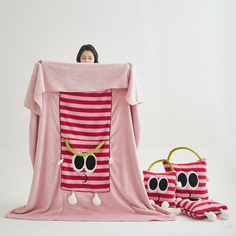 毛布 ひざ掛け クッションになる 両用 抱き枕 ブランケット き枕にもなる布団 枕 2 in 1 オフィスや旅..