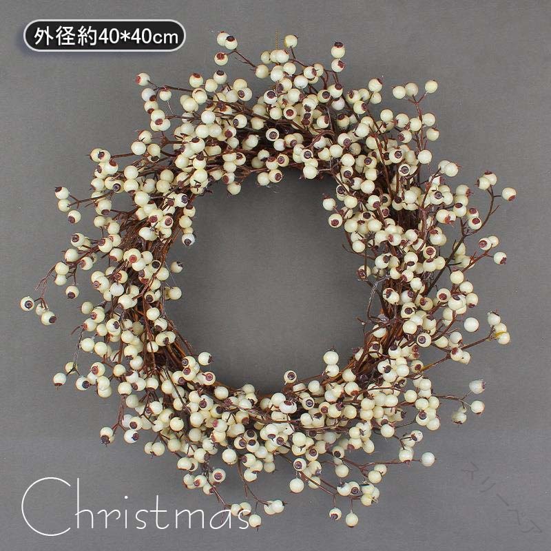 クリスマスリース 玄関 飾り 外径約40*40cm 北欧デザイン 大きいサイズ 玄関リース クリスマス置物 ギフト お歳暮 店舗用 ゴージャス壁掛けウォールツリー装飾ディスプレイクリスマススワッグプレゼント