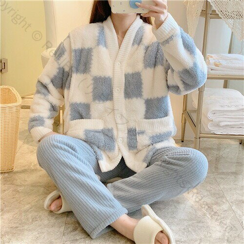 パジャマ ギフト マタニティ マタニティパジャマ 冬用 モコモコ 前開き 長袖 ウエスト調節可能 授乳口..