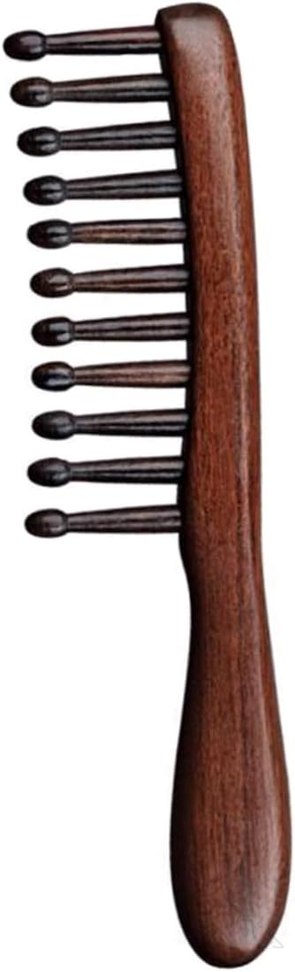 サンダルウッドのカーリングコーム 頭皮コーム くし ツボ押し効果 くせ毛用ワイドコーム 顔用巻き毛対..