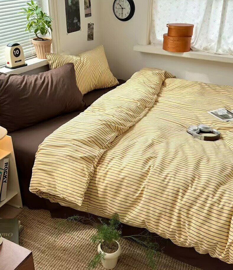 掛け布団カバー 布団カバーセット 3点セット シングル ダブル ストライプ柄 4点セット かわいい 可愛い..