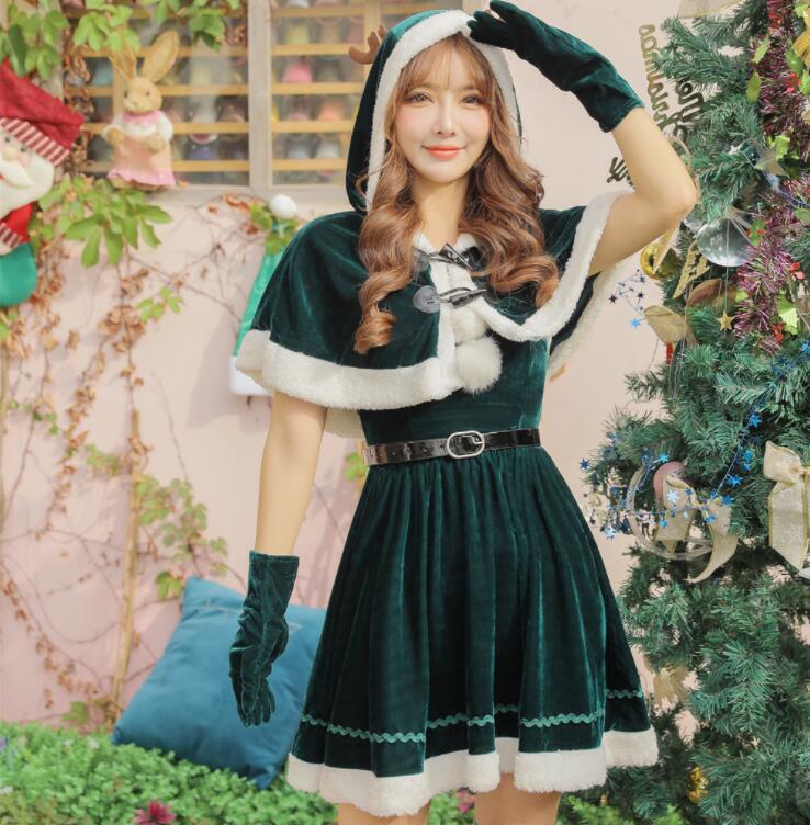 緑 クリスマスコスチューム ミニドレス 舞台衣裳 コスプレ なりきり クリスマスパーティー パーティー..