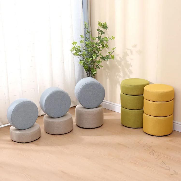 丸型スツール 円形ミニスツール 脚無し椅子 キッズ子供用クッション フロアクッション 極厚 高さ11cm 1..
