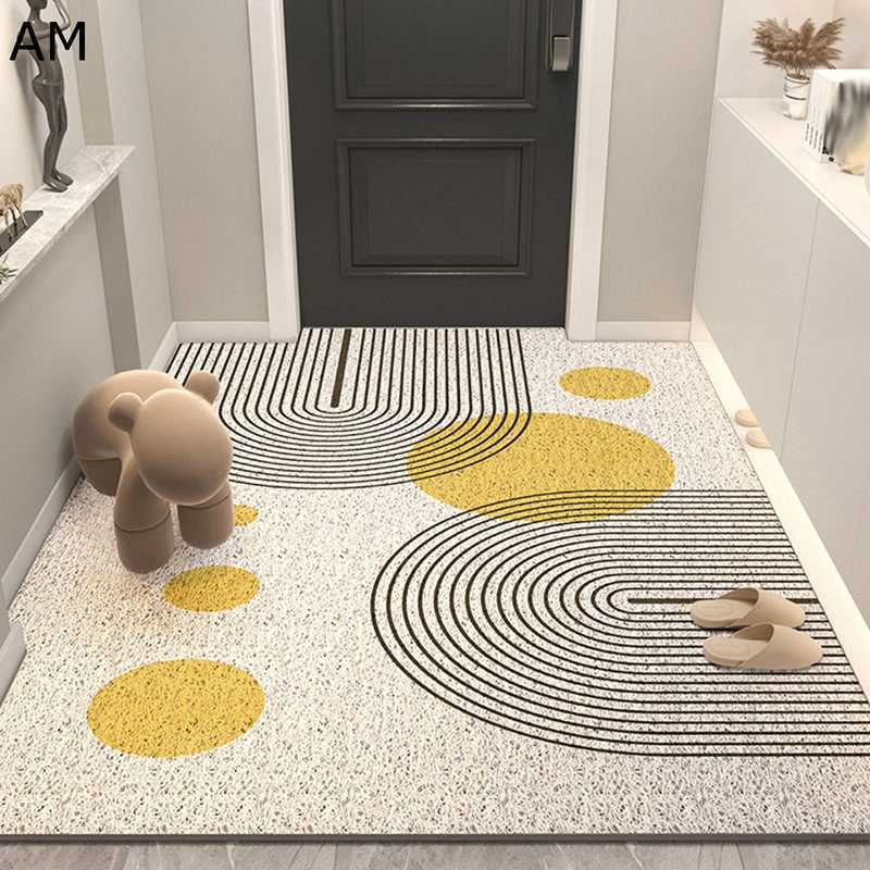 北欧風 玄関マット 屋外用 泥落とし 幾何学柄 大きめサイズ 滑り止め加工 PVC素材 ドアマット カーペッ..