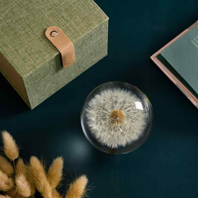 インテリア 置物 タンポポ ヒマワリ 樹脂製 クリスタルボール オブジェ 高級感 個性的 おしゃれ かわい..