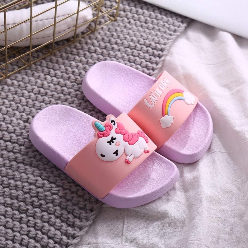 ユニコーンスリッパ 夏用 バススリッパ 可愛い虹柄 ユニコーン柄 親子スリッパ ポニー 子供男性女性用 ..