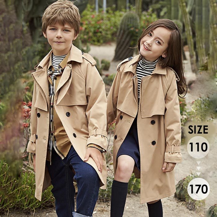 トレンチコート キッズ キッズコート アウター 入学式 発表会 お宮参り 七五三 男の子 女の子 チェスターコート 子供服 スプリングコート ジャケット ベージュ 110-170cm 春秋向け高品質素材で快適な着心地
