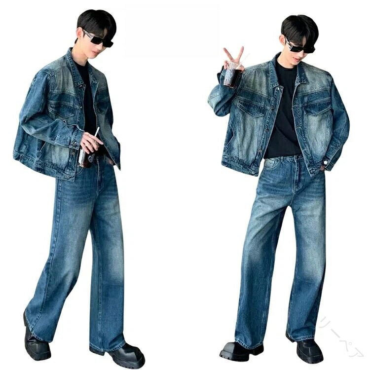 ダンス 衣装 デニムセット 大人 ヒップホップ セットアップ k-pop 衣装 ジャケット デニムパンツ パン..