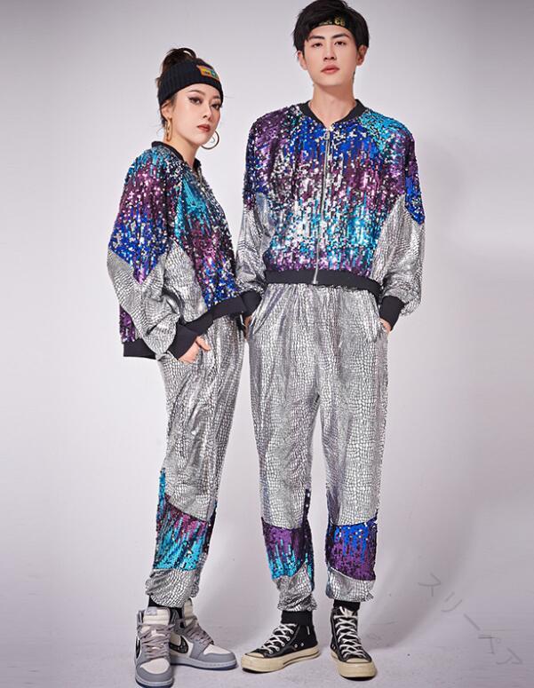 ダンス衣裳 キッズ子供〜大人 上下2点セットアップ コート+パンツ 男女兼用 ジャズダンス ヒップホップ..
