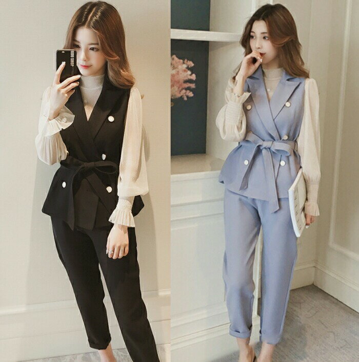 セットアップ 3点セット ベスト レディース 春夏 春秋 スーツ パンツ ママスーツ パンツドレス 大きい..