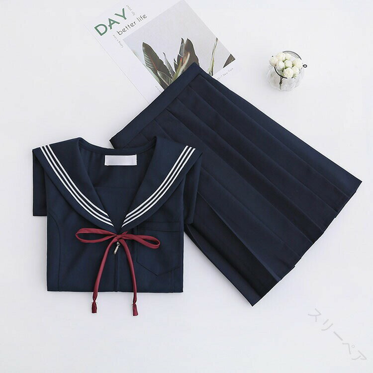 なんちゃって制服 セーラー服 卒業式 スーツ 女の子 入学式 卒服 紺 制服セット 高校生 中学生 JK制服 ..