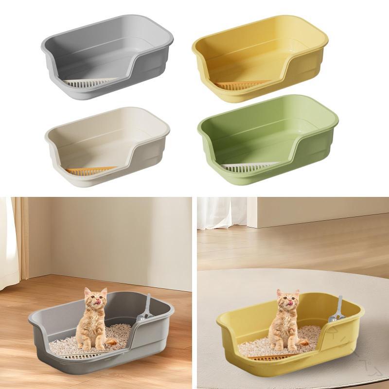 オープン猫用トイレボックス オープントップペット用飛沫防止機能付き オープンエアトイレパン ポータ..