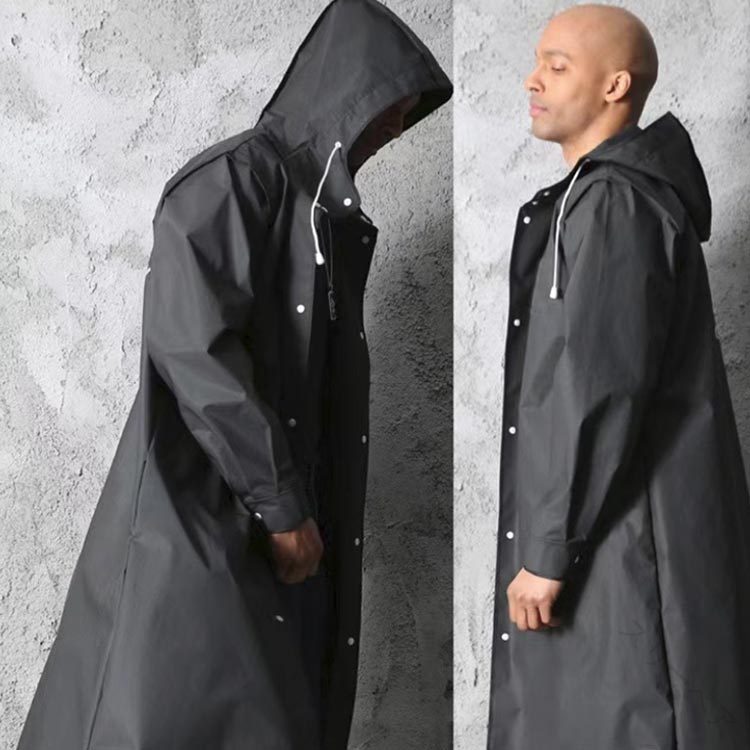 レインカバー ポンチョ レインコート ブラック メンズ 防水 大きいサイズ 合羽 雨具 黒 袖付き かっこいい 雨合羽 梅雨対策 自転車用 ウインドブレーカー アウトドア キャンプ 釣り 登山 通勤用 便利で快適な防水仕様のカッパ(4)