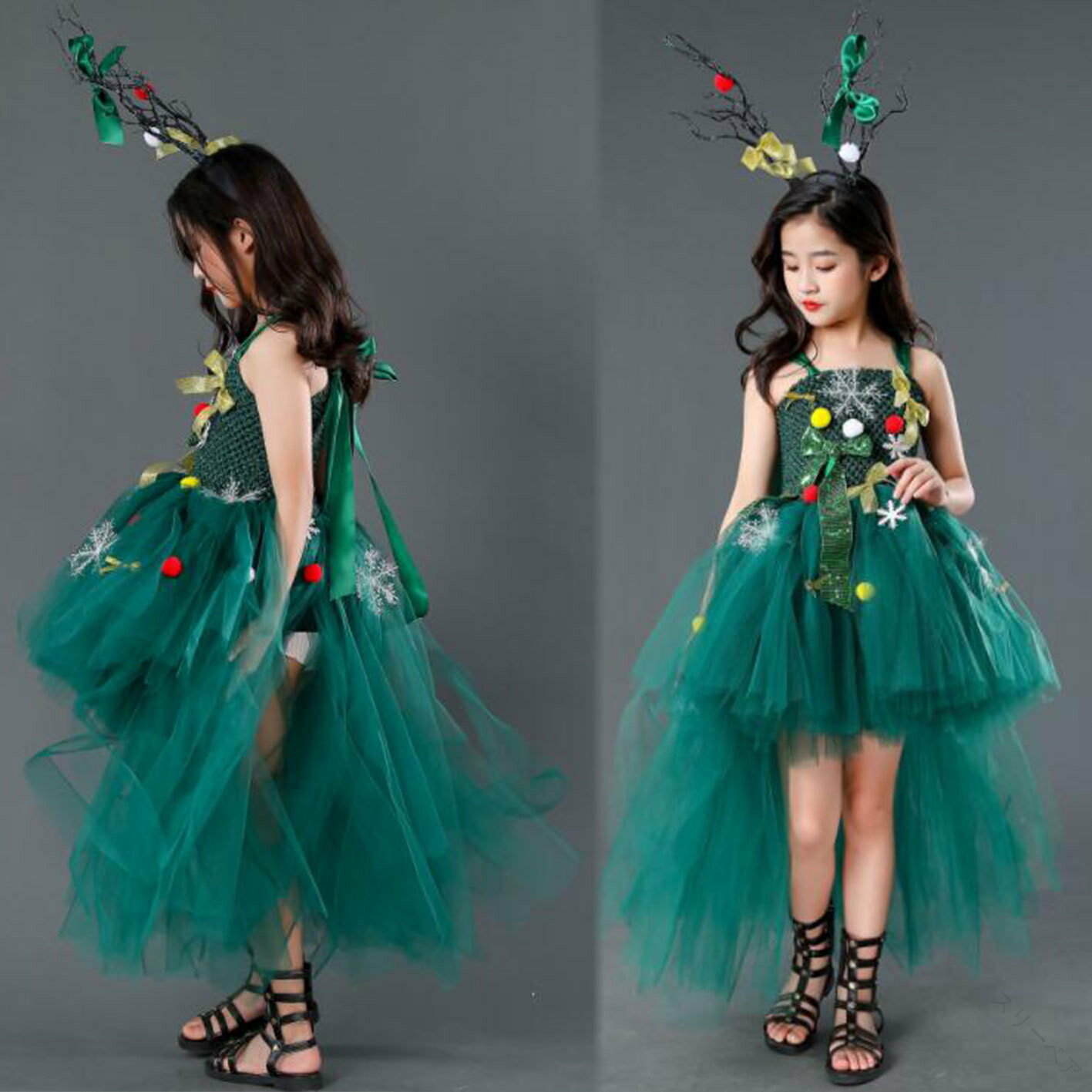 子供用コスチューム クリスマス衣装 クリスマスツリー コスチューム キッズ用チュールワンピース 可愛..