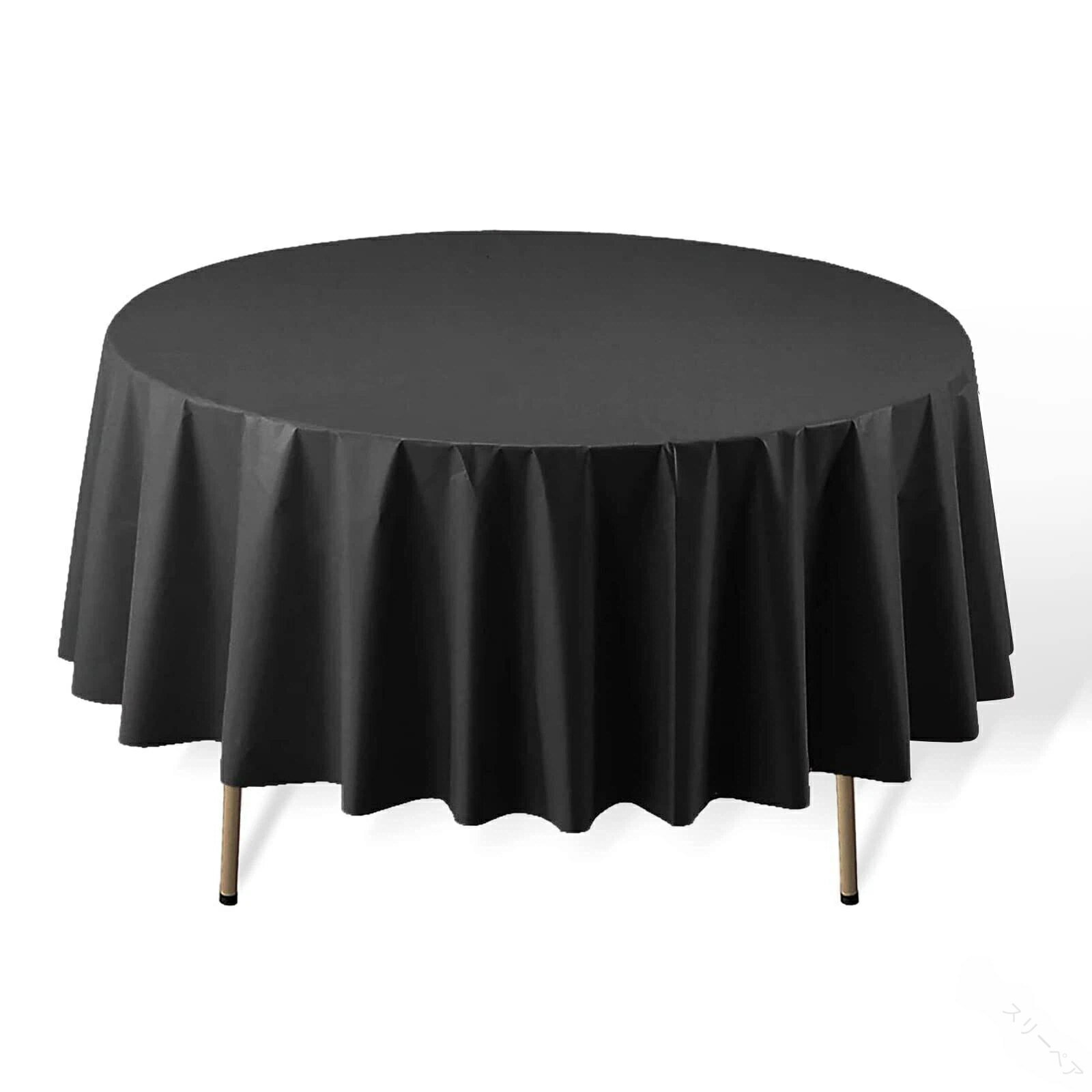 5枚セット テーブルクロス 円形 直径213CM 黒 おしゃれ 使い捨て 撥水 防水 汚れ防止 丸テーブル用 テ..