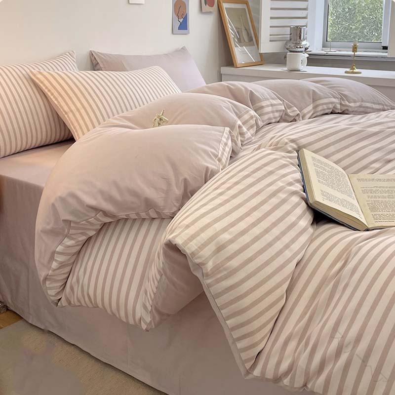 掛け布団カバー 綿100％ ストライプ 無地 シンプル ナチュラル コットンケットにもなる 掛けふとんカバ..