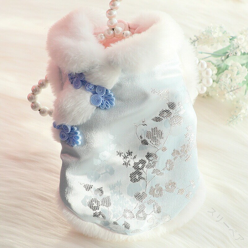 犬服 秋冬用 猫用 唐装デザイン ブロケード生地 シルク混 厚手素材 中型犬 柴犬 小型犬対応 超かわいい..