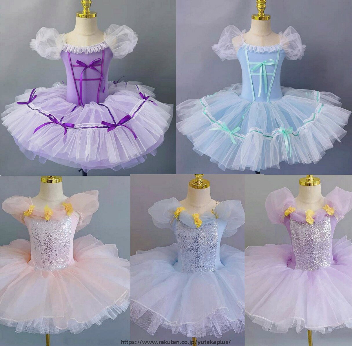 乐天商城 - バレエ衣装 レオタード 子供用 女の子 ダンスウェア コンクール 練習着 バレエスカート 可愛い レッスン用 体操着 ふんわり 腕花 髪飾り タイツ付き 100cm 160cm