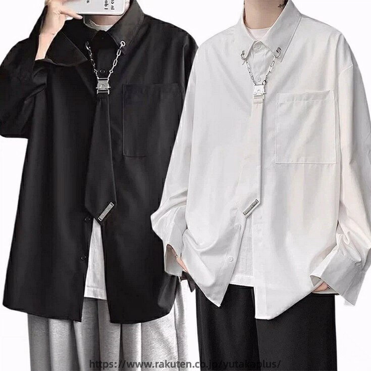 樂天商城 - 黒 シャツ ネクタイ オーバーサイズ 韓国 k-pop 衣装 メンズ レディース ユニセックス 大人 長袖 トップス 大きい サイズ ヒップホップ ダンス 衣装 ステージ 衣装 応援団 かっこいい HIPHOP ブラックシャツ 白 シャツ ネクタイ 女の子 男の子 ゆったり