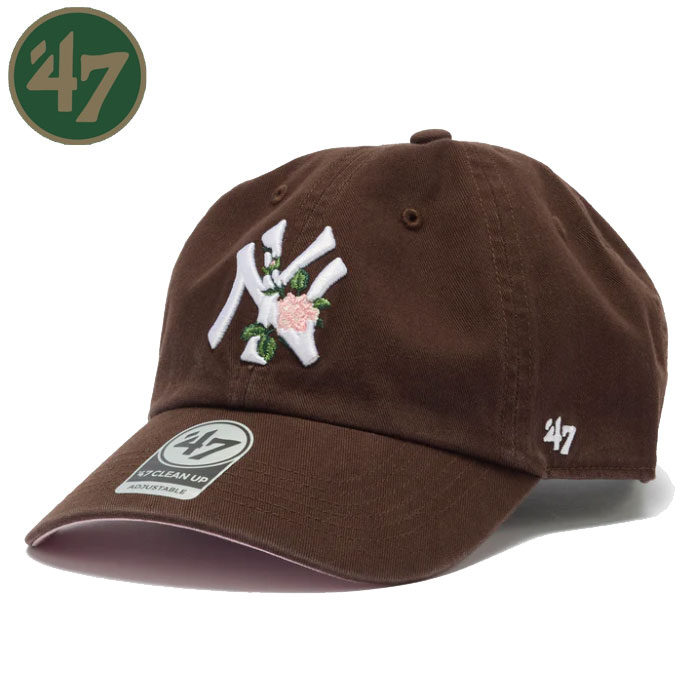 2025FW新作 即納 新作 ’47 CLEAN UP クリーンナップ フォーティセブン ニューヨーク・ヤンキース With Icon ブラウン 花柄 フォーティー セブン キャップ 帽子
