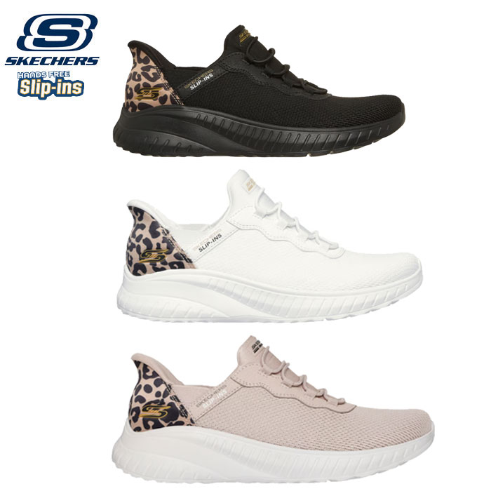 立ったまま履ける 26SS 新作 即納 スケッチャーズ SKECHERS Slip-ins スリップインズ レオパード柄 ヒョウ柄 レディース スニーカー 靴ボブス スポート スクワッド カオス - シーズ ジ アワー