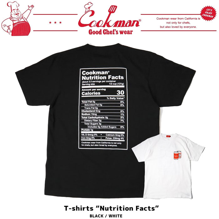 Rakuten - 即納 クックマン COOKMAN Tシャツ Nutrition Facts ブラック ホワイト 231-21052