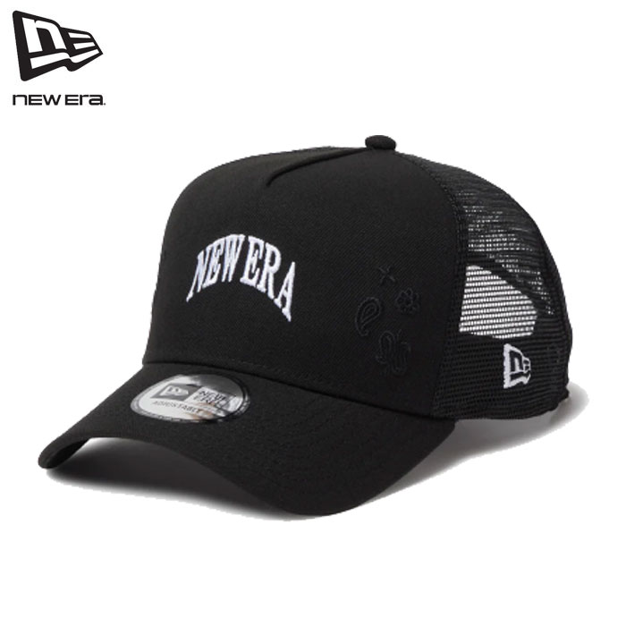 即納 2026SS 新作 日本正規品 送料無料 ニューエラ NEW ERA® New Era® 9FORTY A-Frame メッシュキャップ トラッカー ペイズリー柄 Paisley Embroidery ブラック(4.0)