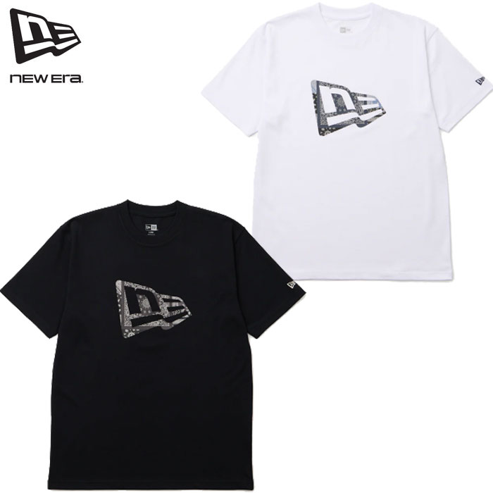 Rakuten - 即納 2026SS 新作 ニューエラ NEW ERA® New Era® 半袖 コットン Tシャツ Oriental Paisley フラッグロゴ ペイズリー柄 ホワイト ブラック