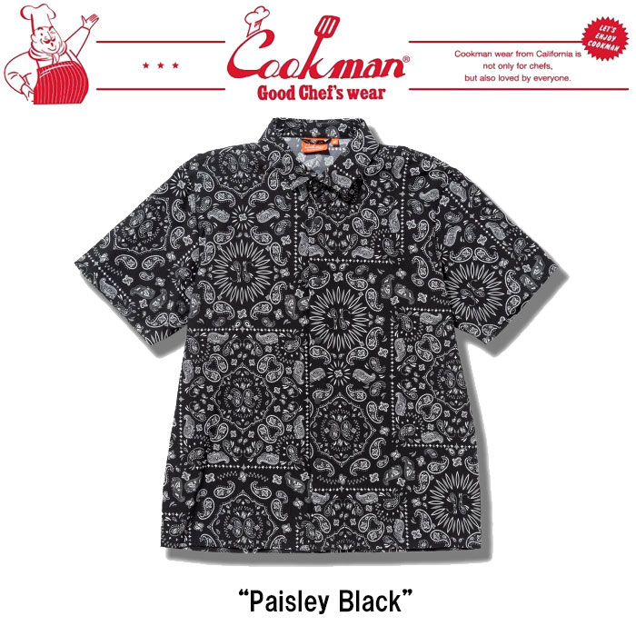 Rakuten - 即納 2026SS 新作 クックマン COOKMAN ワークシャツ 半袖 Work Shirts Short Sleeve Light Paisley Black ペイズリー柄 ブラック 231-62201