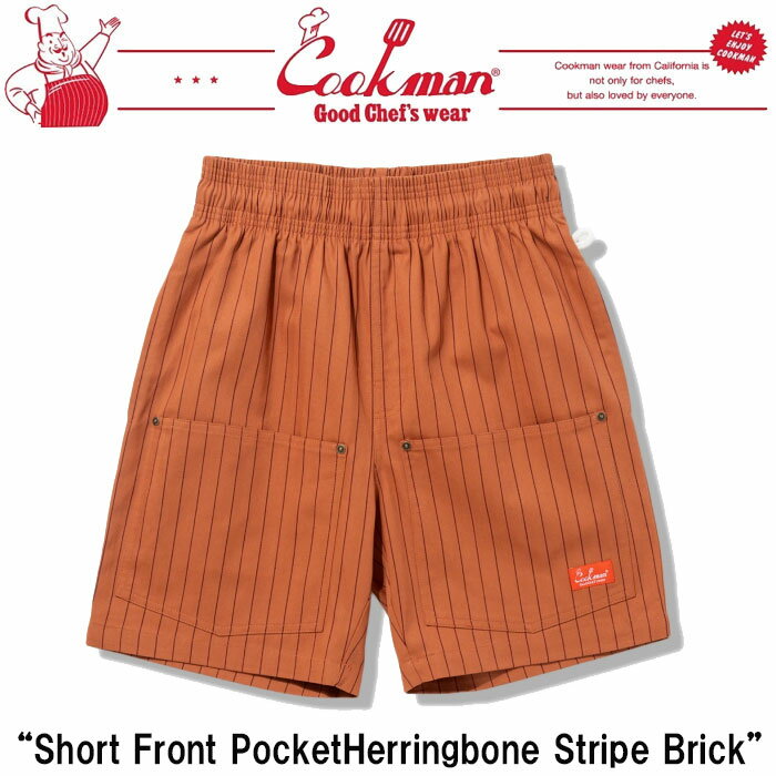 Rakuten - 即納 2026SS 新作 クックマン COOKMAN ハーフパンツ フロントポケット ショートパンツ シェフパンツ ブラック Chef Pants Short Front Pocket Herringbone Stripe Brick 231-62921