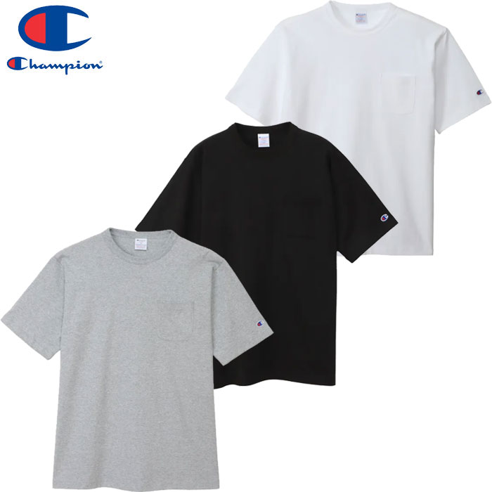 Rakuten - 即納 2026SS チャンピオン ティーテンイレブン ショートスリーブポケット Tシャツ ポケT 半袖MADE IN USA チャンピオン(C5-B302) ホワイト ブラック グレー