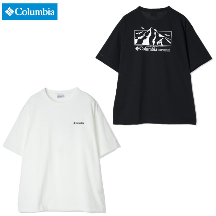 即納 2026SS 新作 コロンビア Columbia 半袖 Tシャツ ロマビスタグラフィックショートスリーブTシャツ ブラック ホワイト 日本正規品取扱店 シーズン限定モデル 送料無料 商品説明■ロマビスタコレクション【特徴】・コロンビア独自の吸湿速乾機能「オムニウィック」・コロンビア独自のサンプロテクション機能「オムニシェイド」UPF50・型崩れしにくいヘビーウエイトのコットン混素材・コロンビアとの親和性が高い雄大なMt. Hoodと、ポートランドにも生息するアメリカの国鳥ハクトウワシから着想を得た、壮大な自然の美しさをグラフィックデザイン・トレンド感のあるリラックスフィット・アウトドアシーンから日常までマルチに活躍サイズ 着丈 胸囲 肩幅 ゆき丈M 69 120 55.5 51L 71.5 125 57.5 53XL 74 130 59.5 55素材28/2 ハイゲージTCシングルジャージ(ポリエステル 50% コットン 50%) 5
