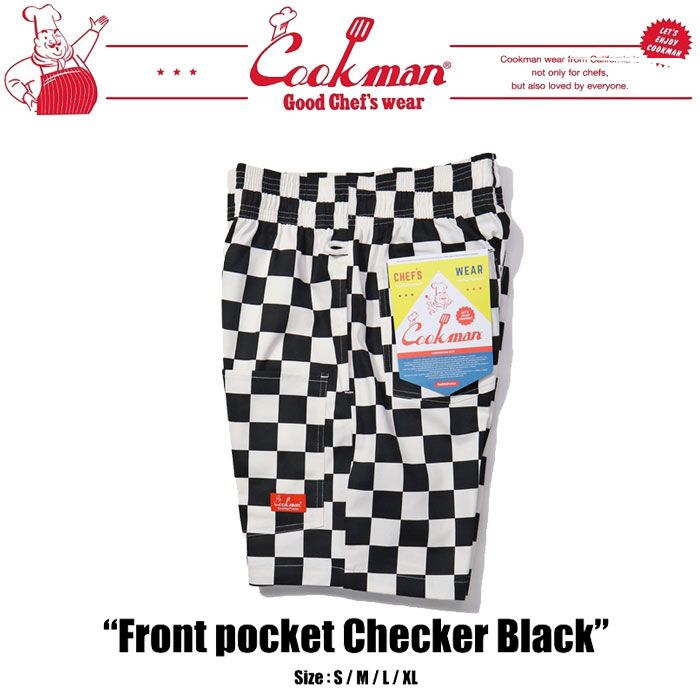 Rakuten - 即納 クックマン COOKMAN ハーフパンツ フロントポケット ショートパンツ シェフパンツ Chef Pants Short Front pocketChecker Black 231-41979
