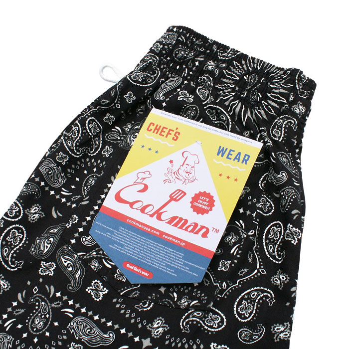 即納 クックマン COOKMAN シェフパンツ ペイズリー ブラック Paisley Black 231-32832