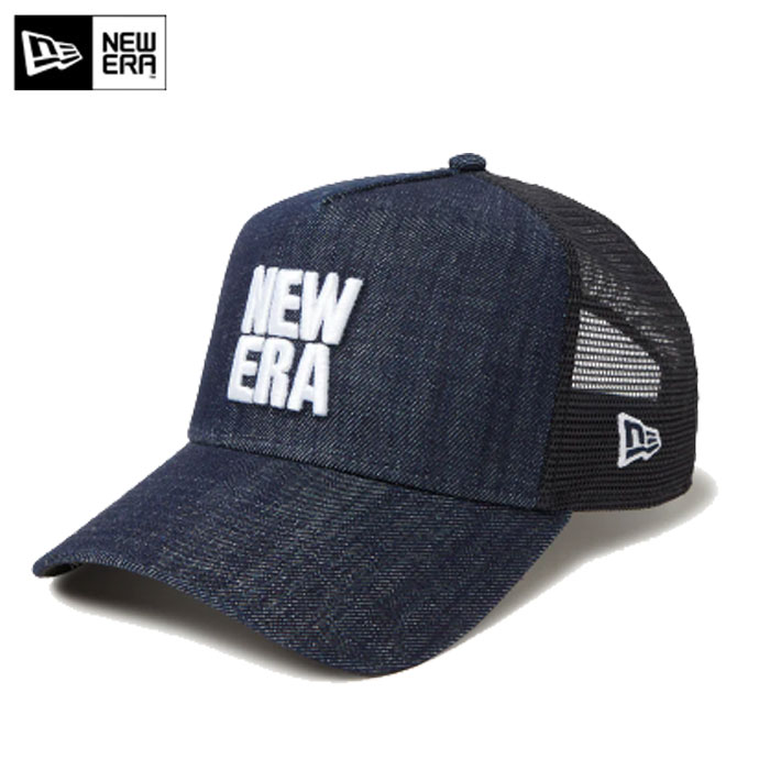 即納 2025SS 新作 ニューエラ キャップ 帽子 9FORTY A-Frame メッシュキャップ トラッカー Denim スクエアニューエラロゴ インディゴデニム