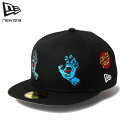 即納 2025SS 新作 ニューエラ NEW ERA® New Era® キャップ 帽子 59FIFTY サンタクルーズ SANTA CRUZ オールオーバー スクリーミングハンド ブラック