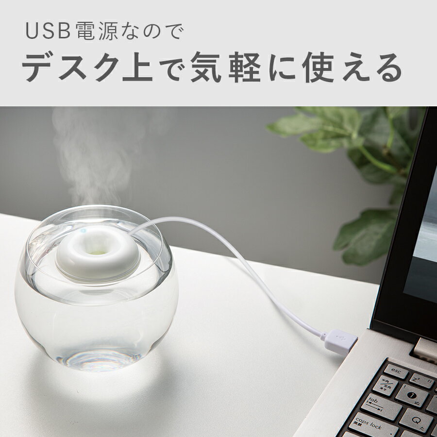 PB-T1951 ポータブル加湿器 macaron (マカロン)超音波式 USB式 ケース付き 卓上 デスク 寝室 小型 コンパクト 省スペース 持ち運び オフタイマー オフィス ベッドサイド 乾燥対策 おしゃれ かわいい THREEUP スリーアップ【メーカー保証付き】