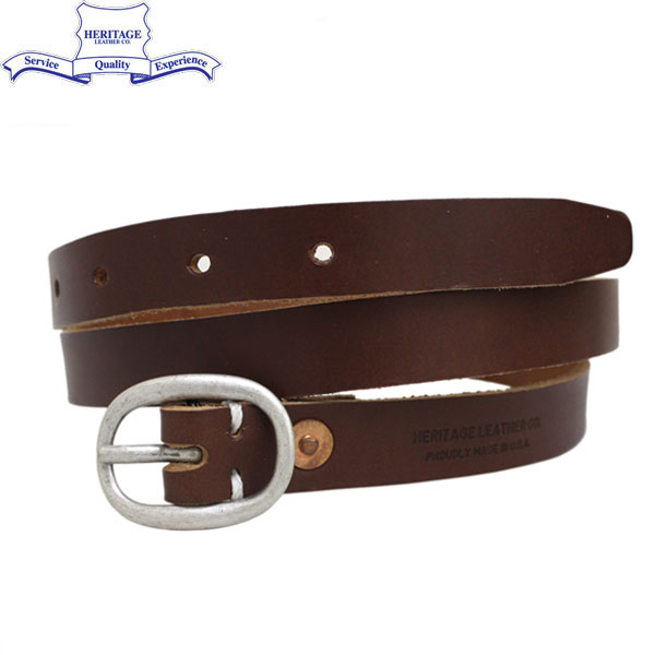 正規取扱店 HERITAGE LEATHER CO.(ヘリテージレザー) NO.7932 0.75inch Leather Belt (0.75インチ レザーベルト) Brown HL044