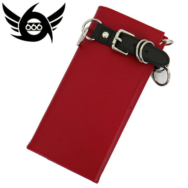 正規取扱店 666 ORIGINAL レザーベルト ウォレット SOA0035 レッドxブラック