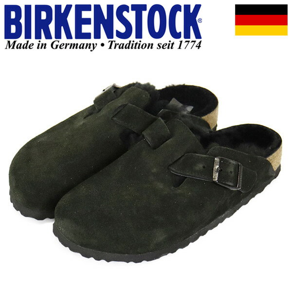 正規取扱店 BIRKENSTOCK (ビルケンシュトック) 0259883 BOSTON SHEARLING ボストンシアリング スエードレザーサンダル BLACK ナロー幅 BI222