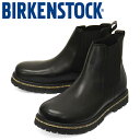 正規取扱店 BIRKENSTOCK (ビルケンシュトック) 1025764 HIGHWOOD Slip On Mid ハイウッド ナチュラルレザーサイドゴアブーツ BLACK レギュラー幅 BI378