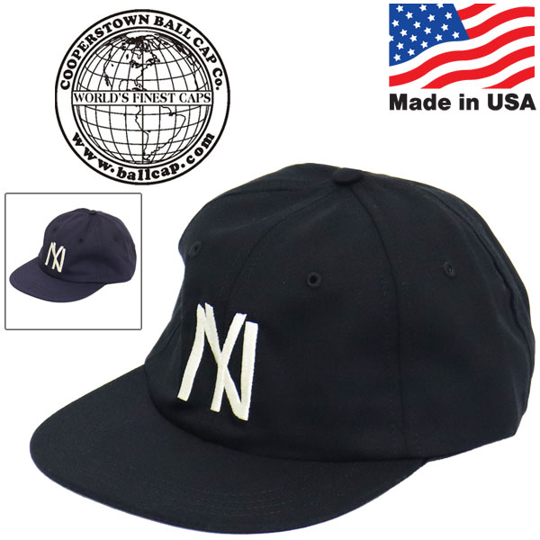 正規取扱店 Cooperstown Ball Cap (クーパーズタウンボールキャップ) NYBC 1935年モデル ニューヨーク ブラックヤンキース ロゴキャップ NW アメリカ製 全2色 CT006