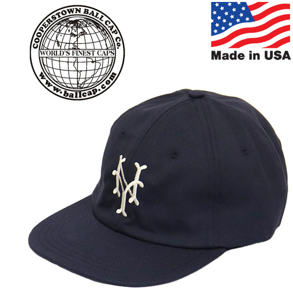 正規取扱店 Cooperstown Ball Cap (クーパーズタウンボールキャップ) NYCC1947 ニューヨーク キュウバーンズ 1947年モデル NAVY NO WASH アメリカ製 CT002