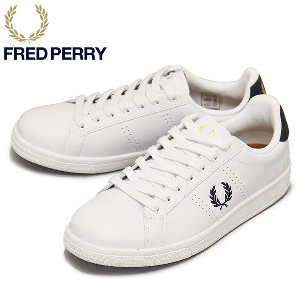 フレッドペリー レザースニーカー メンズ 正規取扱店 FRED PERRY (フレッドペリー) B6312 B721 LEATHER レザーシューズ 567 WHITExNAVY FP527