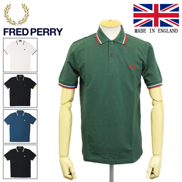 正規取扱店 FRED PERRY (フレッドペリー) M12N TWIN TIPPED FP SHIRT ライン入りポロシャツ イングランド製 全5色 FP390