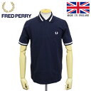 正規取扱店 FRED PERRY (フレッドペリー) M2 SINGLE TIPPED FRED FP SHIRT ポロシャツ イングランド製 797NAVY/SNOW FP388(4)
