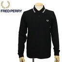 正規取扱店 FRED PERRY (フレッドペリー) M3636 LONG SLEEVE TWIN TIPPED SHIRT 長袖 ティップライン ポロシャツ 350 BLACK FP499(4)
