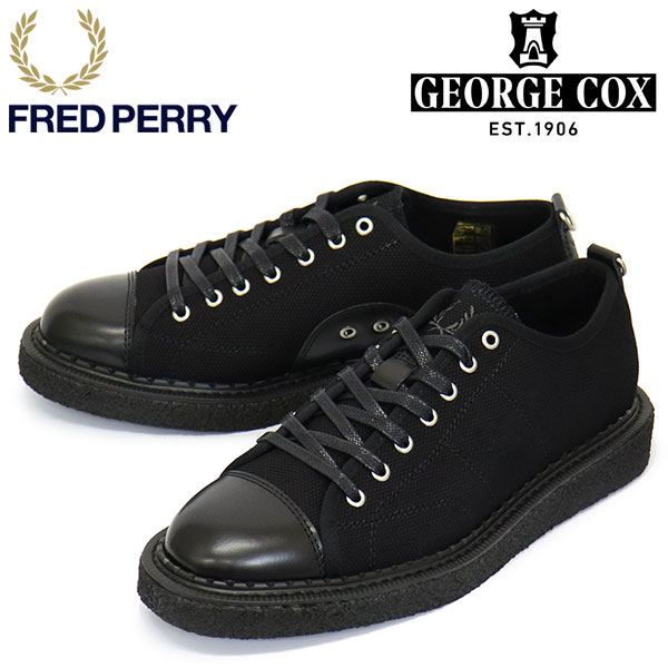 正規取扱店 FRED PERRY (フレッドペリー) x GEORGE COX (ジョージコックス) Wネーム SB6335 MONKEY SHOE モンキーシューズ HEAVY CANVAS 102 BLACK FP530