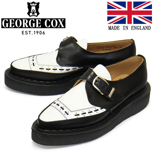 正規取扱店 GEORGE COX (ジョージコックス) DIANO MONK 3976 V ラバーソール レザーシューズ 040031 BLACK/WHITE